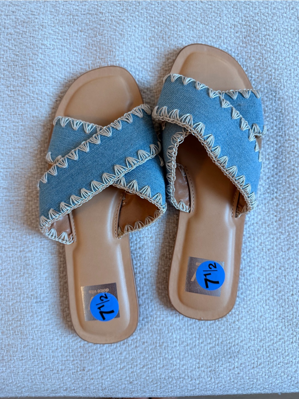 Dolce Vita Denim Blue Crisscross Slide Sandals